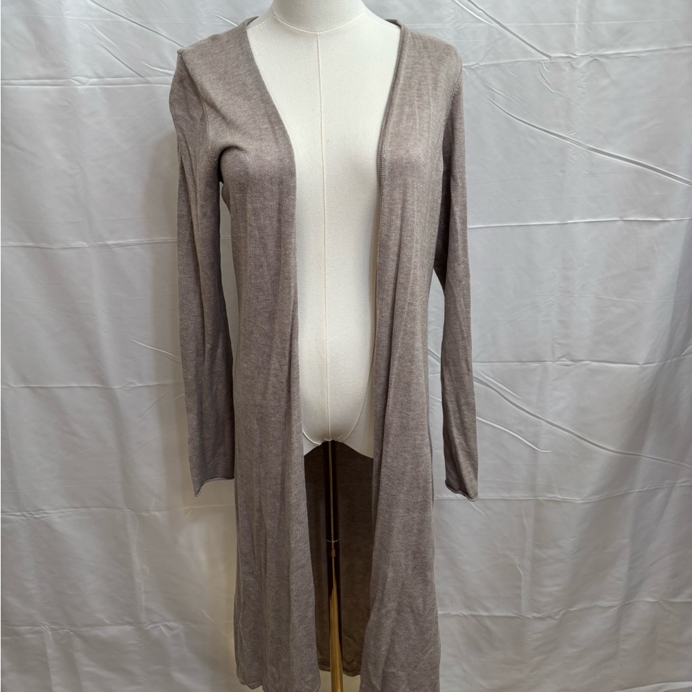 Express NWT‎ Taupe Longline Open Front Duster Cardigan Medium Lightweight